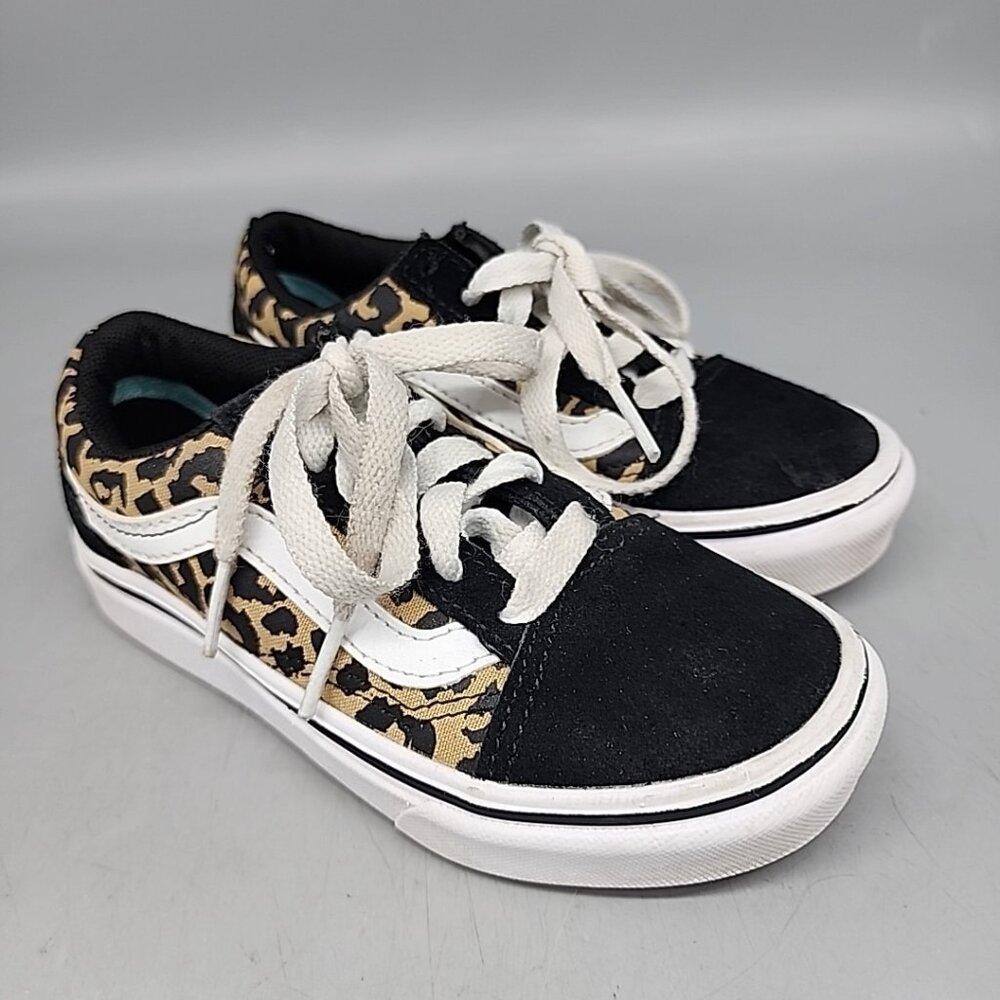 Vans Kids Leopard Print Black and White Sneakers